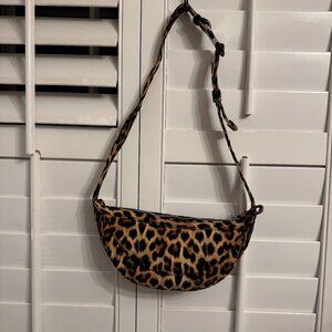 Zara Leopard Print Crossbody Sling Half Moon Bag NWOT